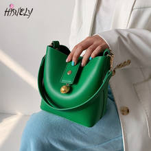 HISUELY Green Mini PU Leather Bucket Crossbody Bags for Women 2022 Fashion Luxury Designer Shoulder Handbags Solid Color Totes 2024 - buy cheap