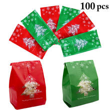 100 шт. рождественские подарочные пакеты, упаковочные пакеты для рождественской елки, с новым годом 2019 Рождественские Сумки для конфет Рождественский пакет для печенья 2024 - купить недорого