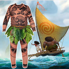Disfraz de tatuaje de Moana Maui para hombre, Disfraces de Halloween, Carnaval, Purim, desfile, espectáculo de escenario, club nocturno, Bar, juego de rol, vestido de fiesta, S-XXL 2024 - compra barato