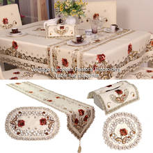 Retro European Pastoral Embroidered Floral Tablecloth Table Runner Home Kitchen Dining Room Decoration Decor 2024 - buy cheap