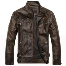 Chaquetas de cuero para motocicleta para hombre, chaqueta de cuero Bomber, chaqueta de invierno, abrigo de prendas de cuello alto 2024 - compra barato