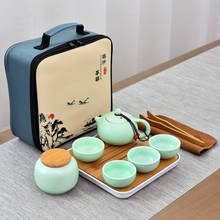 Juego de té de cerámica de viaje portátil, 1 tetera, 4 tazas, juego de té chino de Kung Fu con bolsa, tazas de té de Ceremonia de té Gaiwan 2024 - compra barato