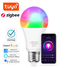 ZigBee 3.0 Tuya Smart Light Bulb E27 12W LED RGB Lamp Works with Alexa / Google Home Smartthings 90-250V RGB WW CW Dimmable Bulb 2024 - купить недорого