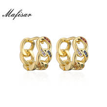 Mafisar 2021 New Gold Color Cuban Chain Geometric Hoop Earring For Women AAA+ CZ Female Wedding Earring Engagement Jewelry Gift 2024 - buy cheap