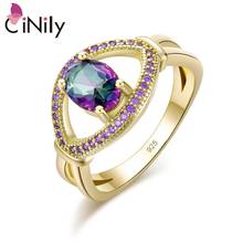 CiNily Droplet Mystic Stone Rings Violet Purple Zircon Crystal Yellow Gold Color Large Luxury Ring Party Jewelry Gift Women Girl 2024 - buy cheap
