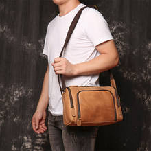 Business Men's Real Genuine Leather Shoulder Bags Male Crazy Horse Leather Messenger Bag Fashion Men's Crossbody Bag For IPAD 2024 - buy cheap