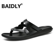 New Summer Sandals Men Breathable High Quality Leather Sandals Man Flats Fashion Casual Beach Slippers Shoes 2024 - buy cheap