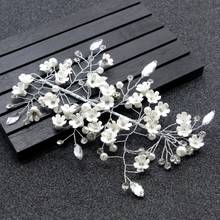 Flores brancas ornamentos de cabelo para o casamento da noiva elegante baile de formatura cabelo pente acessórios para o cabelo folhas jóias hairpins 2024 - compre barato