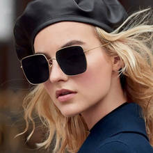 Gafas de sol cuadradas para mujer, lentes de sol a la moda cuadradas, de diseñador de marca, Retro, marco de aleación, gradiente, espejo, Vintage, de gran tamaño 2024 - compra barato