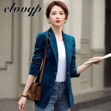 Women Office Wear Suit Blazer High Quality Corduroy Solid Casual Coat Jacket Elegant Long Sleeve Work Pockets Blazers  2024 - buy cheap