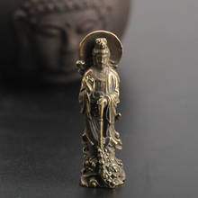 Curio pequeño de 51MM, bronce chino, budismo, kwan-yin, Guan yin, pendiente de flor de LOTO 2024 - compra barato