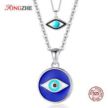 TONGZHE 925 Sterling Silver Pendant Necklace Women Jewelry Blue Stones Lucky Evil Eye Necklace Pave Turquoise Eye Turkey Jewelry 2024 - buy cheap