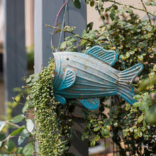 Recém peixe design jardim decoração vintage retro metal pendurado vasos de flores 2024 - compre barato