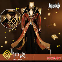 Anime genshin impacto zhongli jogo terno uniforme com ombro armadura zhong li cosplay traje festa de halloween outfit para homem 2020 2024 - compre barato