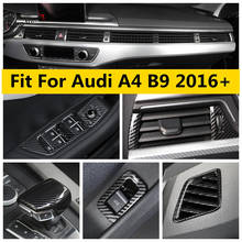 ABS Carbon Fiber Look Interior Refit Kit Accessories For Audi A4 B9 2016 - 2020 Gearbox / Air AC / Armrest Lift Panel Cover Trim 2024 - buy cheap
