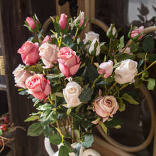 Rosas artificiales de seda falsa para decoración de boda, ramo de flores artificiales de alta calidad, para jardín y hogar 2024 - compra barato