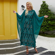 Vestido muçulmano abaya dubai hijab, estampa de lantejoulas, vestidos kaftan, roupas para mulheres, estilo árabe 2024 - compre barato