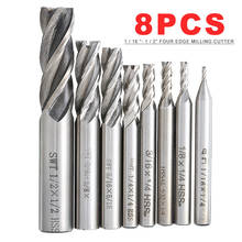 8pcs 4 Flutes HSS Flat Square End Mills Spiral Bit CNC End Mill Router Bits Tool Carbide End Cutter Drill Bit 1/16-1/2'' 2024 - buy cheap