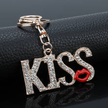 Crystal Letter Jewelry Big Kiss Rhinestone Keychain Alloy Sexy Red Lips Keyring For Women Bag Car Key Chain llaverox 2024 - buy cheap