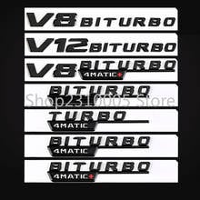 1Pair TURBO 4MATIC V8 BITURBO 4MATIC+ Plus Fender Emblem Emblems Badges for Mercedes Benz TURBO BITURBO AMG Glossy Black 2017+ 2024 - buy cheap