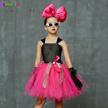 Bright Pink Girls Tutu Dress with Headband and Glasses Bow Leopard Fancy Kids Tulle Birthday Party Dress Pageant Dance Costume 2024 - buy cheap