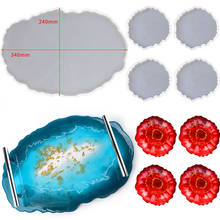 TC179 5pcs Plate Tray Resin Molde Silicona Set Fruit Disc Tea Coaster Stampi In Silicone Moulds Resina Epoxi Craft Supplies 2024 - buy cheap