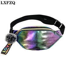 Lxfzq pochete feminina, bolsa de dinheiro para mulheres, cinto para celular, bolsa de cintura holográfica 2024 - compre barato