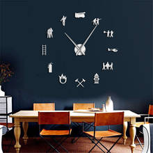 DIY fire tools fireman pattern wall clock living room creative 3d wall stickers home clock decoration 2024 - buy cheap