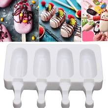 Silicone Ice Cream Molds 4 Cell Ice Cube Tray Food Safe Popsicle Maker DIY Homemade Freezer Ice Lolly Mould Home Kitchen 2024 - buy cheap