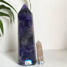 Varita de cristal de fluorita de color Natural, punto curativo, Feng Shui, piedras de Chakra pulidas 2024 - compra barato