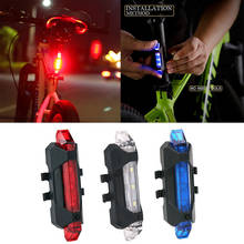 Faro delantero y trasero para bicicleta, lámpara de advertencia de ciclismo, impermeable, recargable vía USB, 5 LED 2024 - compra barato