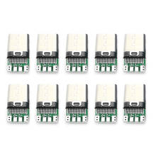 10 un conector macho usb 2.0 tipo c 24 pinos adaptador de soquete para fio de solda placa pcb 2024 - compre barato