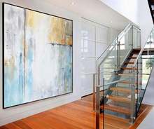 Pintura abstracta grande, arte en lienzo de mar, blanco, azul, arte contemporáneo, pintura al óleo moderna, obra de arte, decoración de pared 2024 - compra barato