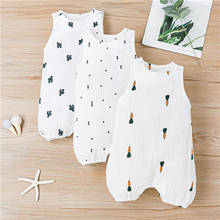 Infant Baby Sleeveless Carrot Cactus Printed Cotton And Linen Romper Jumpsuit 2021 Infant Newborn Baby Romper Jumpsuit 2024 - buy cheap