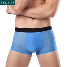 IYUNYI 2pcs/lot New Ice Silk Seamless Male Underwear Thin Traceless Mens Boxer Shorts Transparent U Convex Cuecas Calzoncillos 2024 - buy cheap