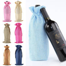 15X35 cm Red Wine Bottle Bag Linen Reusable Bottle Covers Jute Gift Bags For Gifts Champagne Cover Drawstring Bag 2024 - buy cheap