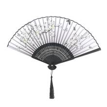 Elegant Peach Blossom with Butterfly Folding Fan Ancient Japanese Style Sakura Hand Fan Vintage Floral Fan for Summer Decor 2024 - buy cheap
