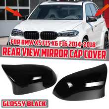 2pcs Carbon Fiber Look/Black Car Rear View Mirror Cover Caps Car Side Rearview Mirror Cap Covers For BMW X5 F15 X6 F16 2014-2018 2024 - buy cheap