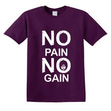 Camiseta de cuello redondo para hombres y mujeres, camisa con estampado de letras, Hip Hop, color negro, talla grande, No Pain No Gain 2024 - compra barato