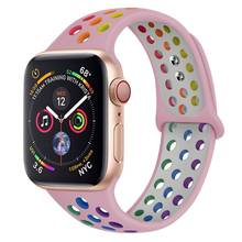 Correa de silicona para apple watch, banda de 44mm y 40mm para iwatch de 42mm y 38mm, pulsera de apple watch series 6 se 5 4 3 2024 - compra barato