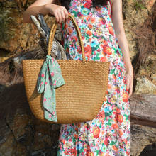 Casual straw bag tote natural wicker bags women large capacity beach braided handbag for garden handmade woven rattan bags 2024 - buy cheap