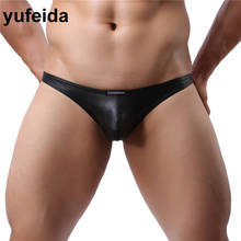 YUFEIDA Sexy Men Briefs Underwear Hip Empty Briefs Men's Underwear Bulge Pouch Exotic Jockstrap Faux Leather Underpants Panites 2024 - buy cheap