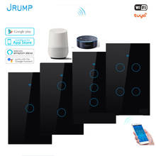 JRUMP Wifi Smart Touch Switch Voice Control Light Switch With Wireless Remote Control Wall Switch Work Alexa Echo Google Home 2024 - купить недорого