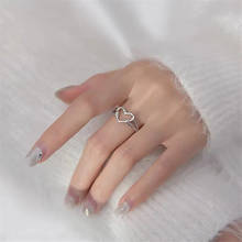 Модное Открытое кольцо с вырезами в форме сердца для женщин и девушек милые Регулируемые кольца на палец в Корейском стиле Модные кольца Ювелирные изделия Подарки 2024 - купить недорого
