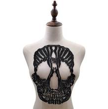 1 Piece 21*30cm Exquisite Milk Silk Lace Applique Black Skull Venise Venice Neck Neckline Polyester Collar  Lace Trims Craft 2024 - buy cheap