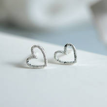 100% Real 925 Sterling Silver Matte Mini Heart Earrings For Women Cute Girl Gifts Love Stud Earrings Female Fine Jewelry 2024 - buy cheap