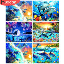 HUACAN Full Drill Diamond Painting Dolphin Animal Cross Stitch Diamond Embroidery Ocean Mosaic Wall Stickers 2024 - buy cheap