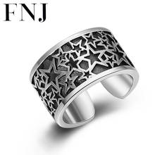 FNJ Stars Rings 925 Silver Adjustable Size usa 6-8.5 Open Popular S925 Solid Silver Ring for Men Jewelry Fine Punk 2024 - buy cheap