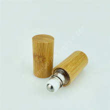 1 pieza 5CC tapas de bambú vacías botellas de bola de acero inoxidable botellas de vidrio para aceites esenciales líquido portátil reutilizable tarros 5ml 2024 - compra barato