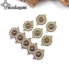 Retro Bronze Zinc Alloy Linker Enamel Round Flowers Charms Connector 6pcs/lot For DIY Necklaces Accessories Free Shipping 2024 - buy cheap